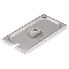 607130CS DuraPan™ Stainless Steel Hotel Pan Slotted Handled Cover 1/3 Size