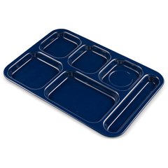 4398850 Right Hand 6-Compartment Melamine Tray 14.5" x 10" - Dark Blue