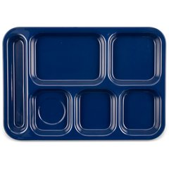 4398850 Right Hand 6-Compartment Melamine Tray 14.5" x 10" - Dark Blue