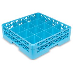 RG16-114 OptiClean™ 16-Compartment Divided Glass Rack with 1 Extender 5.56" - Carlisle Blue