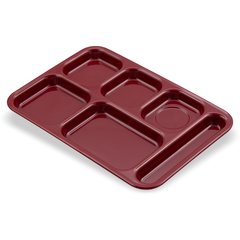 4398885 Right Hand 6-Compartment Melamine Tray 14.5" x 10" - Dark Cranberry