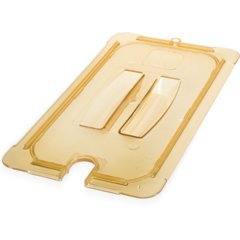 10471U13 StorPlus™ High Heat Handled Notched Universal Food Pan Lid 1/3 Size - Amber