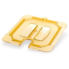 10511U13 StorPlus™ High Heat Handled Notched Universal Food Pan Lid 1/6 Size - Amber