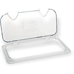 10280Z07 StorPlus™ EZ Access Hinged Notched Universal Food Pan Lid 1/3 Size - Clear