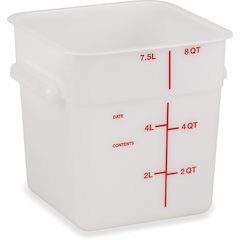 11963PE02 Squares Polyethylene Food Storage Container 8 qt - White