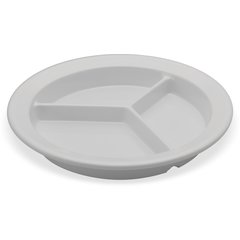 4351602 Dallas Ware® Melamine 3-Compartment Deep Plate 9" - White