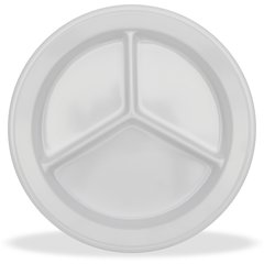 4351602 Dallas Ware® Melamine 3-Compartment Deep Plate 9" - White