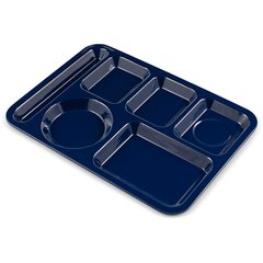 4398050 Left-Hand Heavyweight 6-Compartment Melamine Tray 10" x 14" - Dark Blue