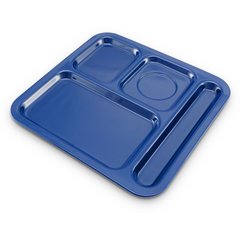 4398450 Right Hand 4-Compartment Melamine Tray 10" x 9.75" - Dark Blue