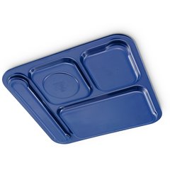 4398450 Right Hand 4-Compartment Melamine Tray 10" x 9.75" - Dark Blue