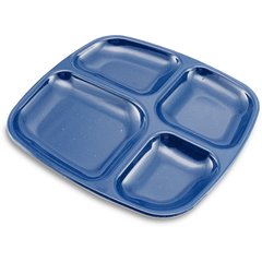 4398450 Right Hand 4-Compartment Melamine Tray 10" x 9.75" - Dark Blue