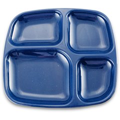 4398450 Right Hand 4-Compartment Melamine Tray 10" x 9.75" - Dark Blue
