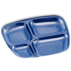 4398450 Right Hand 4-Compartment Melamine Tray 10" x 9.75" - Dark Blue