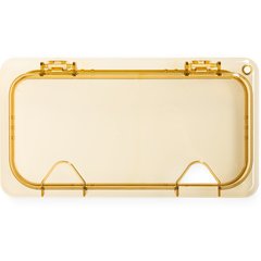10479Z13 StorPlus™ High Heat EZ Access Hinged Notched Universal Food Pan Lid 1/3 Size - Amber