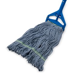 369320M14 ANTI-MICROBIAL MED BLUE LOOPED-END MOP W/GREEN BAN