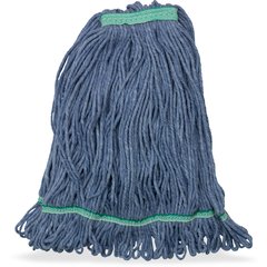 369320M14 ANTI-MICROBIAL MED BLUE LOOPED-END MOP W/GREEN BAN