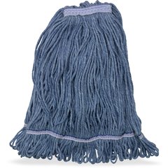 369320M14 ANTI-MICROBIAL MED BLUE LOOPED-END MOP W/GREEN BAN