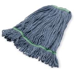 369320M14 ANTI-MICROBIAL MED BLUE LOOPED-END MOP W/GREEN BAN