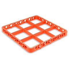RE9C24 OptiClean™ 9-Compartment Divided Glass Rack Extender 1.78" - Orange