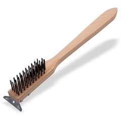 4557100 Wood Handle Scraper w/Carbon Steel Bristles 20" - Tan