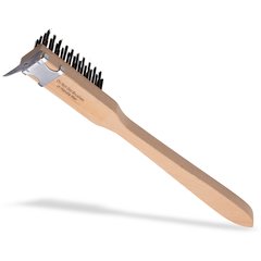 4557100 Wood Handle Scraper w/Carbon Steel Bristles 20" - Tan