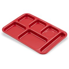 4398805 Right Hand 6-Compartment Melamine Tray 14.5" x 10" - Red