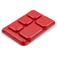 4398805 Right Hand 6-Compartment Melamine Tray 14.5" x 10" - Red