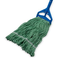 369320M09 ANTI-MICROBIAL MED GREEN LOOPED-END MOP W/GREEN BA