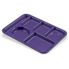 4398087 Left-Hand Heavyweight 6-Compartment Melamine Tray 10" x 14" - Purple