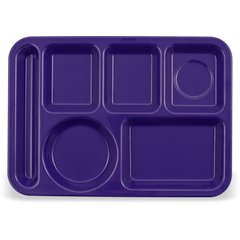 4398087 Left-Hand Heavyweight 6-Compartment Melamine Tray 10" x 14" - Purple