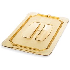 10490U13 StorPlus™ High Heat Handled Universal Food Pan Lid 1/4 Size - Amber