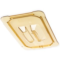 10490U13 StorPlus™ High Heat Handled Universal Food Pan Lid 1/4 Size - Amber