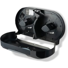 R4070BKSS Summit Twin 9" Jumbo Bath Tissue Dispenser, 3.25" core, Black/Stainless Steel  - Stainless Steel