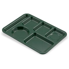 4398008 Left-Hand Heavyweight 6-Compartment Melamine Tray 10" x 14" - Forest Green