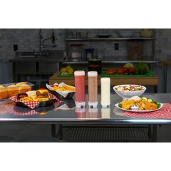 857316M EZ-KLEEN® Sauce Bottle - Yellow Valve - Medium Viscosity - 12 pack 16 oz. - Natural