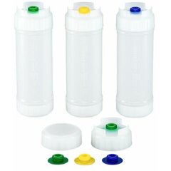 857316L EZ-KLEEN® Sauce Bottle - Blue Valve - High Viscosity - 12 pack 16 oz. (12) - Natural