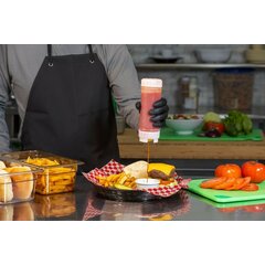 857316M EZ-KLEEN® Sauce Bottle - Yellow Valve - Medium Viscosity - 12 pack 16 oz. - Natural