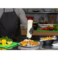 857320L EZ-KLEEN® Sauce Bottle - Blue Valve - High Viscosity - 12 pack 20 oz. (12) - Natural