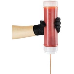 857320M EZ-KLEEN® Sauce Bottle - Yellow Valve - Medium Viscosity - 12 pack 20 oz. (12) - Natural