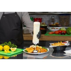 857324L EZ-KLEEN® Sauce Bottle - Blue Valve - High Viscosity - 6 pack 24 oz. (6) - Natural