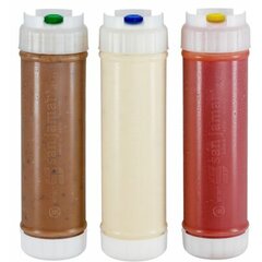857320L EZ-KLEEN® Sauce Bottle - Blue Valve - High Viscosity - 12 pack 20 oz. (12) - Natural