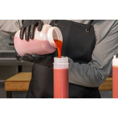 857320M EZ-KLEEN® Sauce Bottle - Yellow Valve - Medium Viscosity - 12 pack 20 oz. (12) - Natural