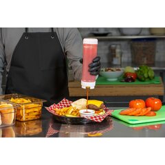 857324M EZ-KLEEN® Sauce Bottle - Yellow Valve - Medium Viscosity - 6 pack 24 oz. (6) - Natural