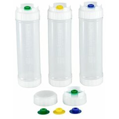 857324L EZ-KLEEN® Sauce Bottle - Blue Valve - High Viscosity - 6 pack 24 oz. (6) - Natural