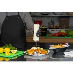 857316L EZ-KLEEN® Sauce Bottle - Blue Valve - High Viscosity - 12 pack 16 oz. (12) - Natural