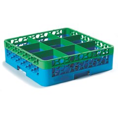 RG9-114 OptiClean™ 9-Compartment Divided Glass Rack with 1 Extender 5.56" - Carlisle Blue