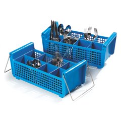 C32P114 Perma-Sil™ 8-Compartment Flatware Storage Basket 17" x 7.75" x 6.9" - Carlisle Blue