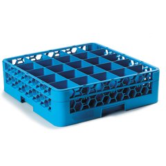 RG25-114 OptiClean™ 25-Compartment Divided Glass Rack with 1 Extender 5.56" - Carlisle Blue