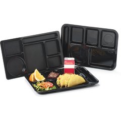 61403 Left-Hand 6-Compartment ABS Tray 10" x 14" - Black