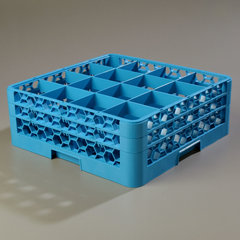 RG16-214 OptiClean™ 16-Compartment Divided Glass Rack with 2 Extenders 7.12" - Carlisle Blue